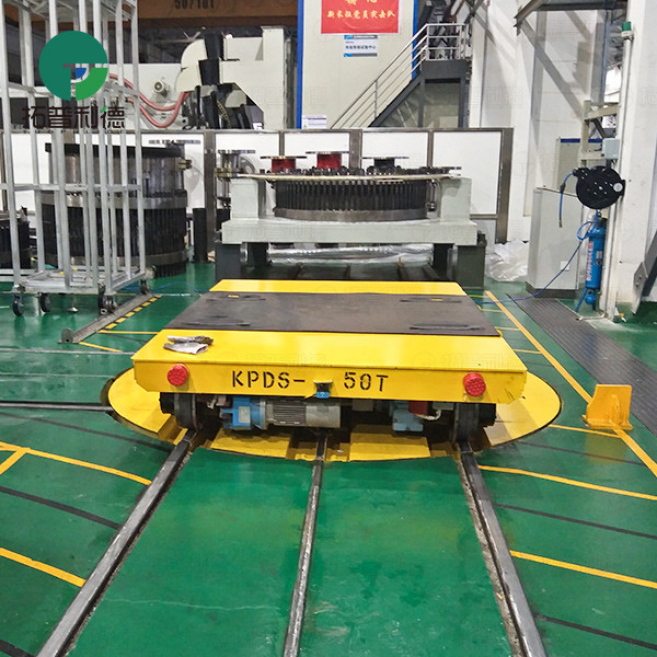 50 Tonne Electric Rail Transfer Cart with Turntable in Workshop