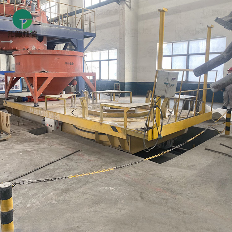 rail transfer trolley,electric transfer turntable,50 tons rail guided transfer vehicle,AC motor drive transfer car,transfer cart with rail