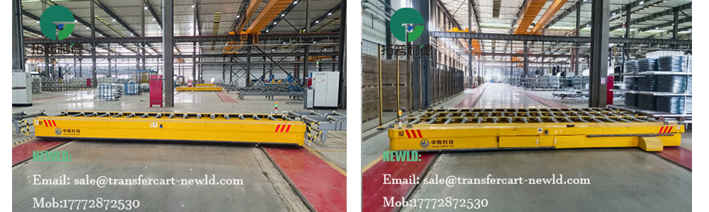 A building material enterprise, facing challenges such as low efficiency from traditional forklift transportation and high equipment wear in high temperature environments We recommend the customized low voltage rail powered RGV system to automate the transportation of panels and concrete prefabricated components within the workshop. This system is specifically designed to meet the demands of the building material industry for heavy-duty loads, high temperature resistance, and continuous operation. I.All-Condition Compatible Core Performance The vehicle body adopts a box-beam frame structure, paired with multi-specification load capacity designs of 3, 4, and 9 tons to accommodate different building material weights. The high temperature resistant low voltage track power technology overcomes the limitations of traditional cables, enabling 24/7 uninterrupted operation and meeting the requirements for working in workshop environments exceeding 60°C. The combination of insulated wheels, ground control cabinets, conductive columns, and carbon brushes ensures safe and stable track power supply, eliminating the risk of electric leakage. II. Intelligent and Efficient Transportation Solution Equipped with a wireless remote control + intelligent coding control system, operators can set paths via a handheld controller or central control screen. The system automatically completes the entire process of positioning (with an accuracy of ±5mm), docking, loading, and unloading, improving efficiency by three times compared to manual forklift operations. The conveyor chain/roller tabletop is customized on-demand, perfectly matching diverse transportation needs such as flat panel placement or rolling prefabricated components. It is complemented by a three-color audible and visual warning light and an emergency stop button to ensure safety during human-machine collaboration. III. Green Heavy Duty Sustainable Value Full electric drive achieves "zero emissions," aligning with eco-friendly production requirements. The precise docking feature addresses material collision damage common in traditional transportation, reducing annual material waste rates by 15%. Automated system operation lowers labor costs, with an estimated payback period of 2 years. Implementation Results: After project deployment, the workshop's daily transportation volume increased to hundreds of trips, and labor costs were reduced by 60%. Applicable Scenarios: This system has been widely applied in building material production workshops for ceramics, stone, concrete, etc., and is particularly suitable for transportation scenarios involving heavy loads, long distances, high frequency, and demanding environmental conditions.