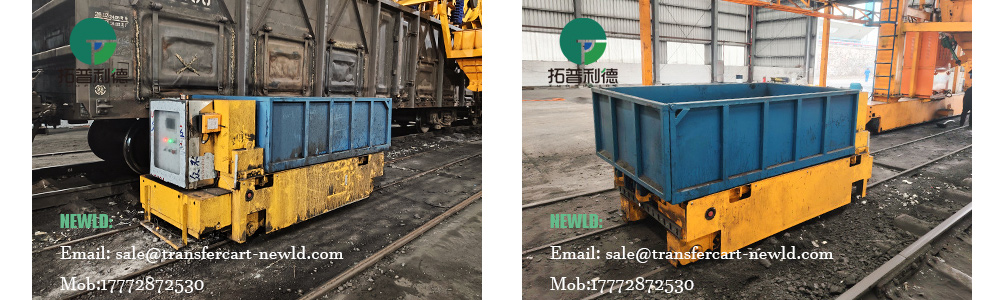 Low-voltage rail guided vehicle,2 ton custom RGV cart,Automated coal transfer cart